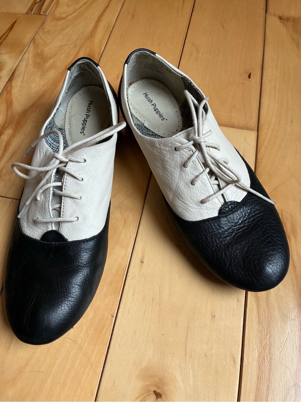 Hush Puppies Black and White Oxford Shoes